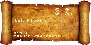 Bada Klaudia névjegykártya